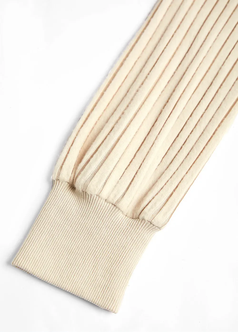 Beige Embroidery Long Sleeve Round Neck T Shirt