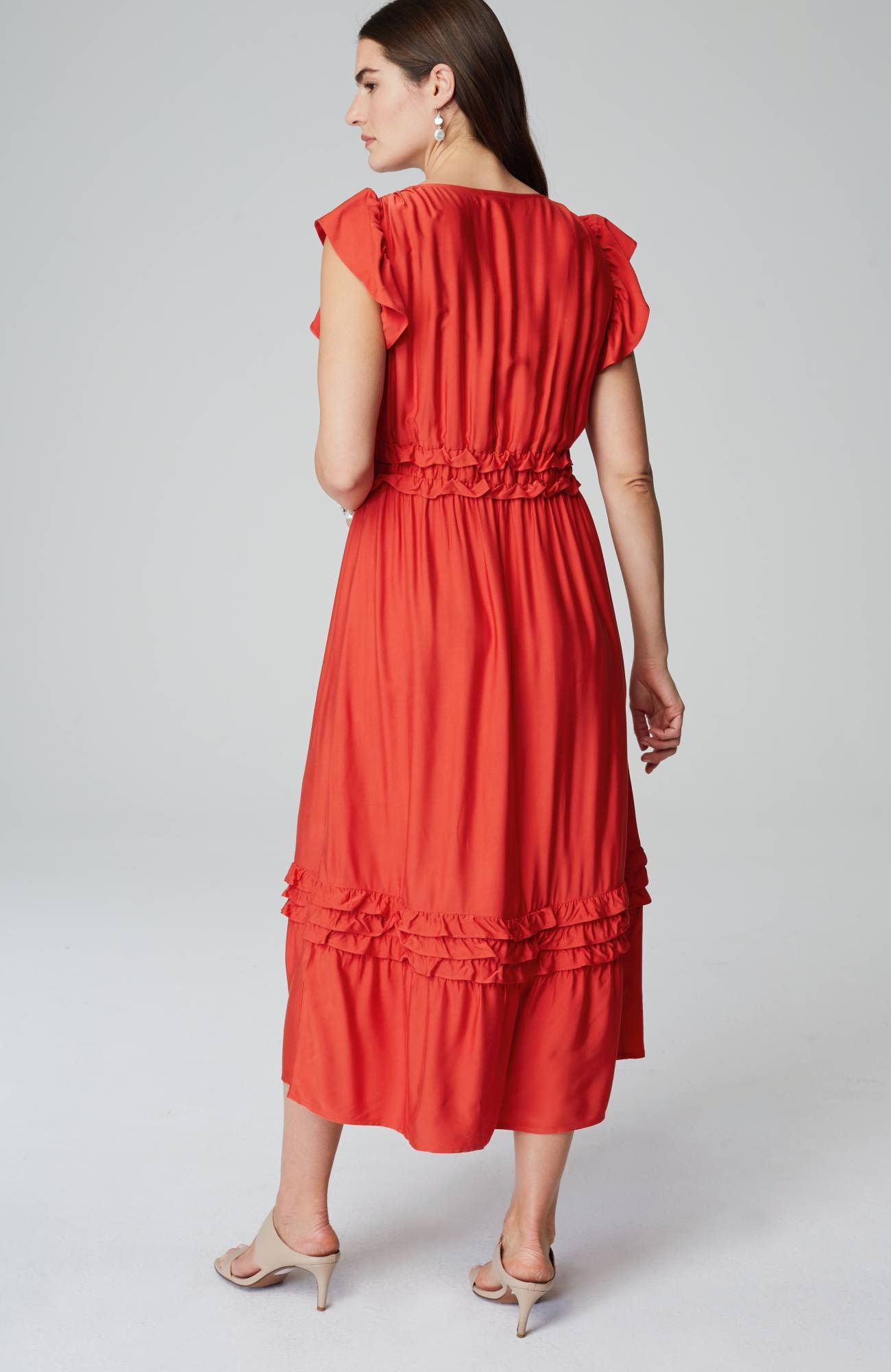 Elevated Ruffle-Trimmed Midi Dress