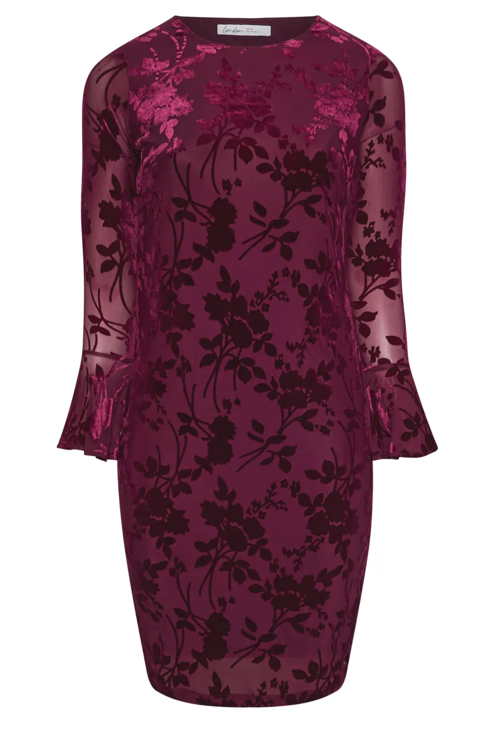 YOURS LONDON Curve Black Velour Leopard Shift Dress
