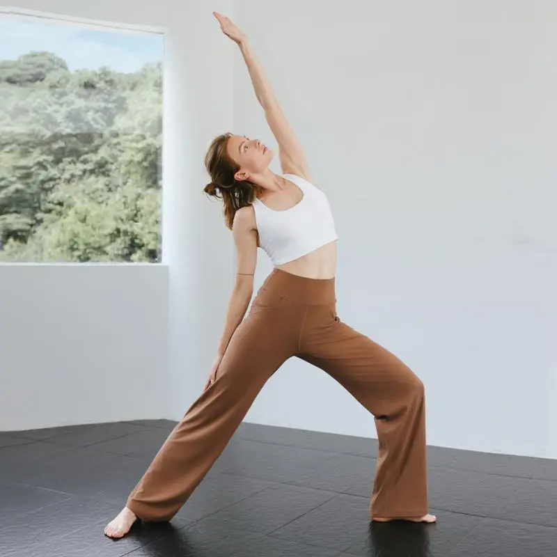 High Waisted Loose Wide Leg Yoga Pants for Women with Pockets Lounge Casual Work Pants