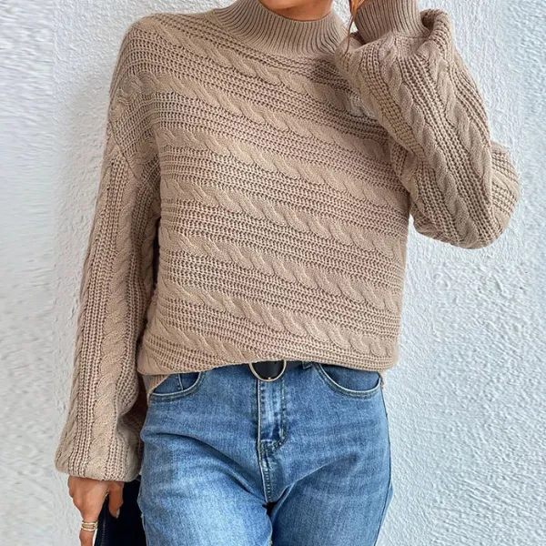 Vintage Loose Round Neck Pullover Twist Sweater
