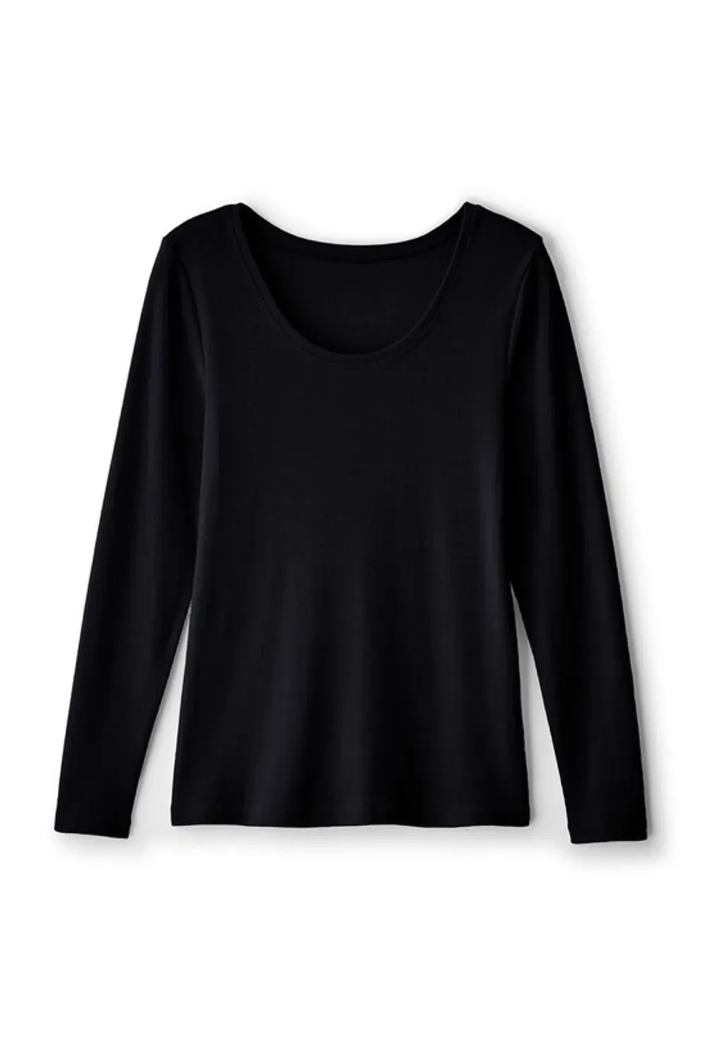 Rib Knit Long Sleeve Scoop Neck Tee