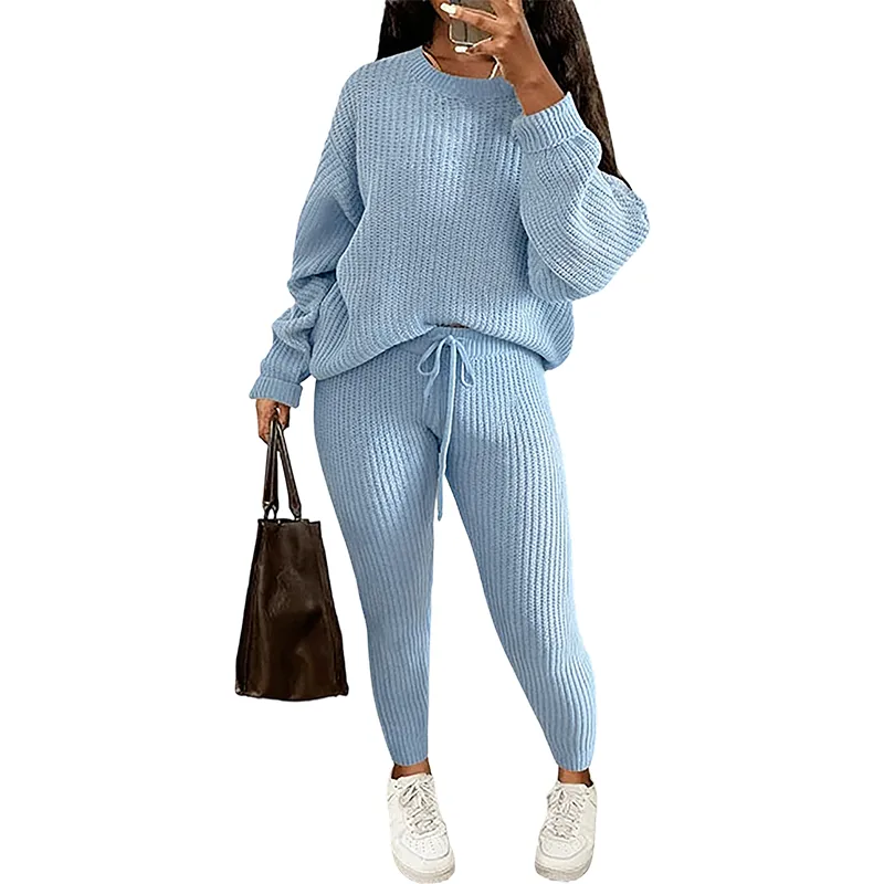 Women's Fall/Winter Solid 2-Piece Knit Set