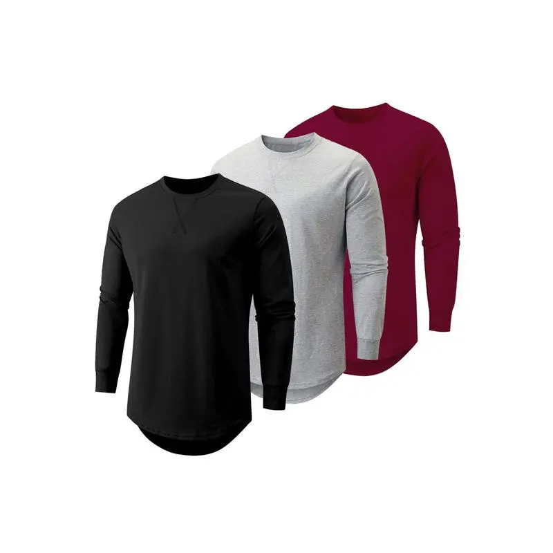 Men’s 3-Pack Longline Crewneck Tees – Cotton Casual Tops