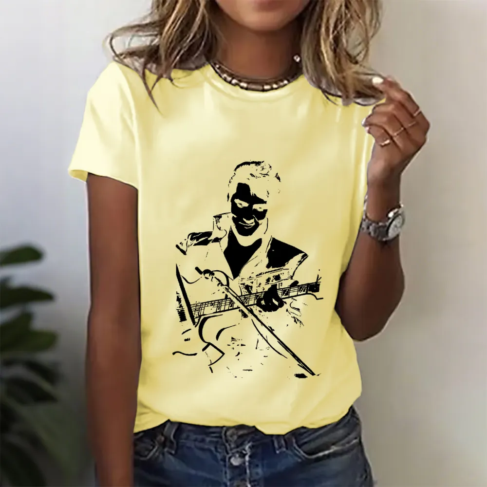 Women's Character Performance Print Short Sleeve Round Neck Cotton T-Shirt