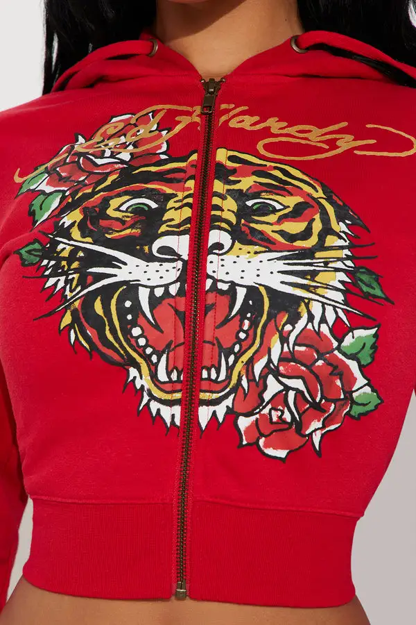 Ed Hardy Tiger Hoodie - Red