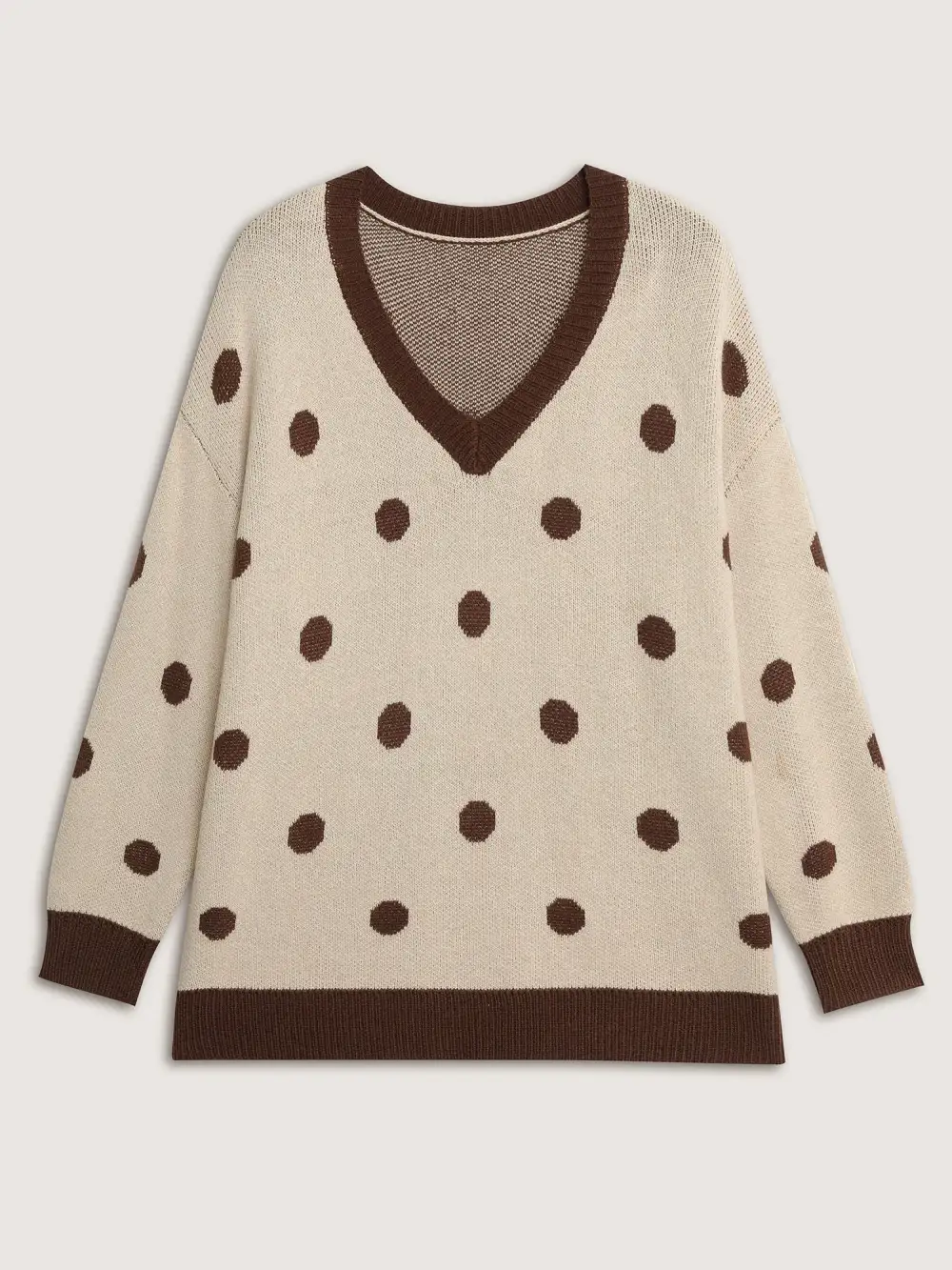 Polka Dots Print Color Contrast Pullover