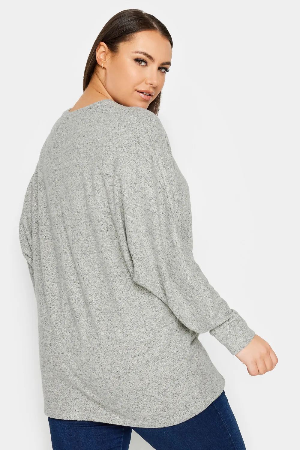 YOURS LUXURY Curve Grey Front Seam Detail Jumper