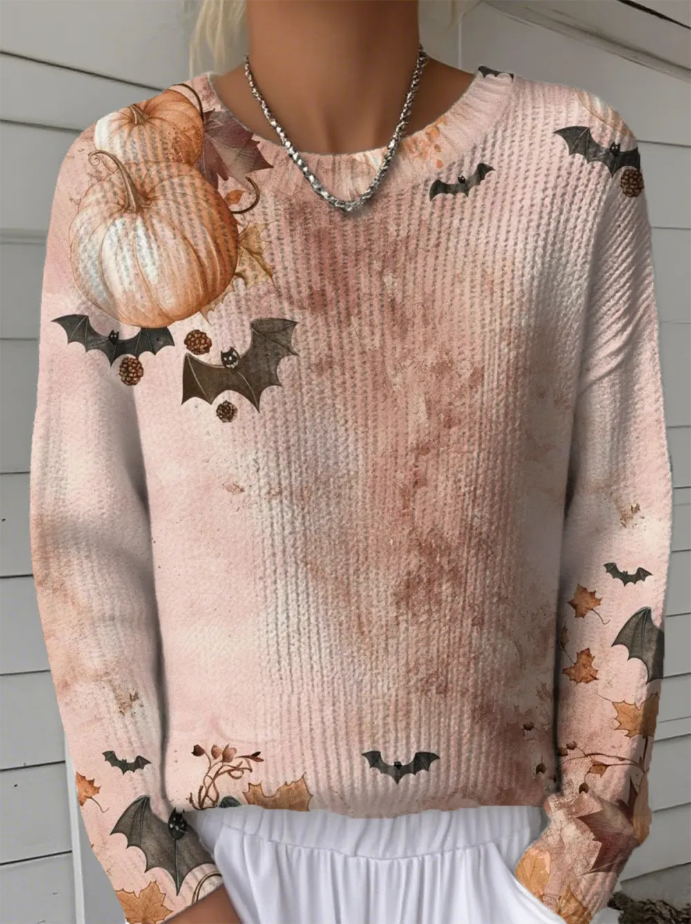 Women's Autumn Pattern Crewneck Sweater Casual Comfort Regular Pullover Sweatshirt