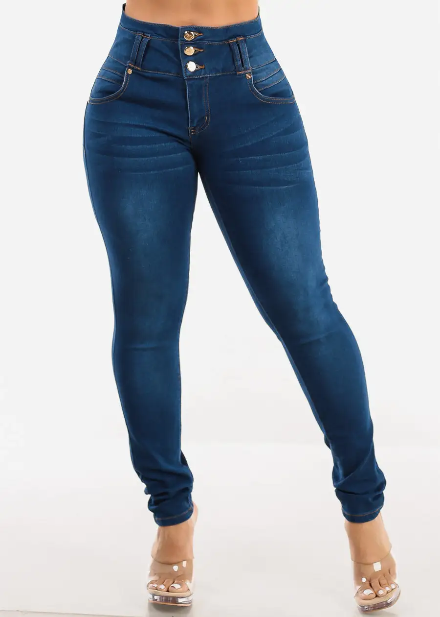 Levanta Cola High Rise Dark Blue Skinny Jeans