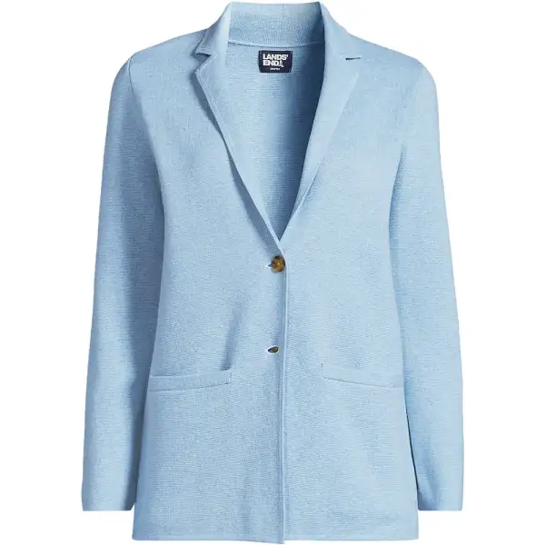 Women's Fine Gauge Cotton Button Front Blazer Sweater