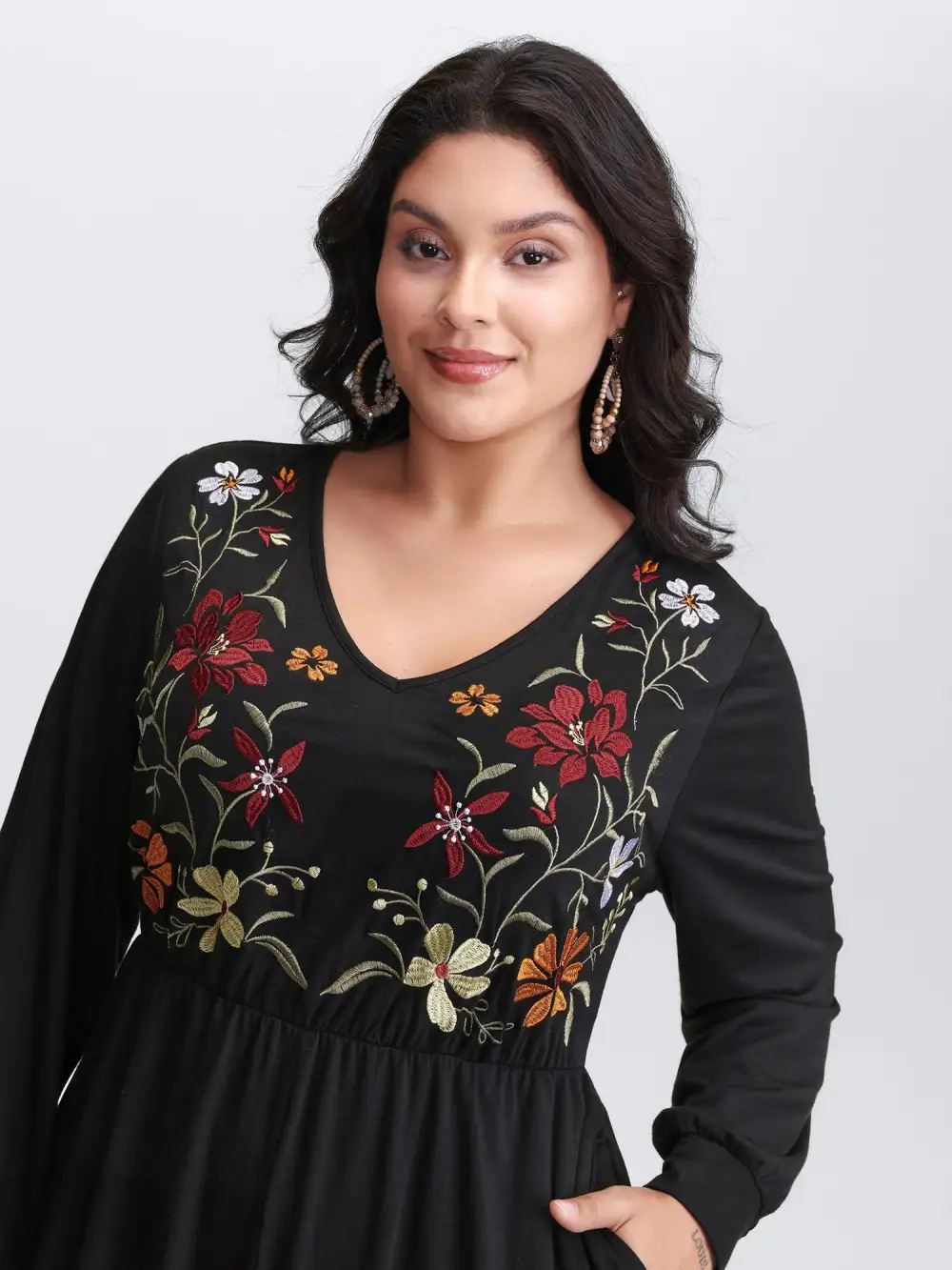 Floral Embroidered Bodice Stretchy Jumpsuit