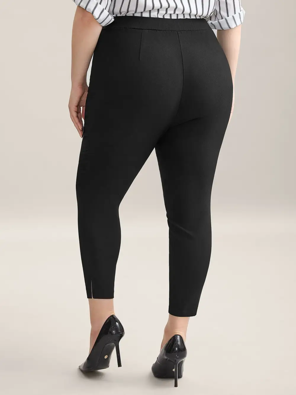 Stretch Split Hem Pockets Skinny Pants