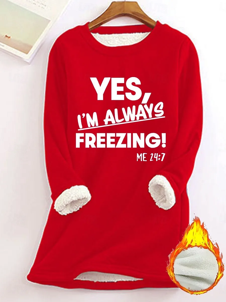 Women's Pullover Sweatshirt Graphic Letter Warm Casual Fuzzy Long Sleeve Crew Neck Round Neck Regular Tops Street Casual Black Yellow Pink Dark Pink Red Spring Fall Winter