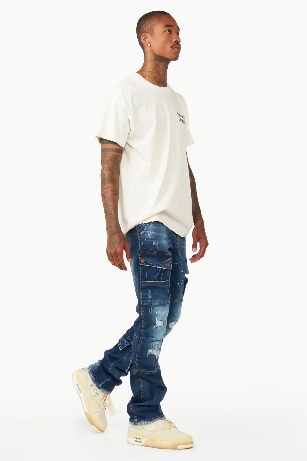 Gannon Dark Blue Stacked Flare Jean