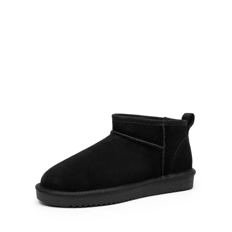 Women's Ankle Winter Mini Boots: Genuine Suede, Faux Fur Lining, Water Resistant, Warm, Slip On, Memory Foam, Fuzzy Classic