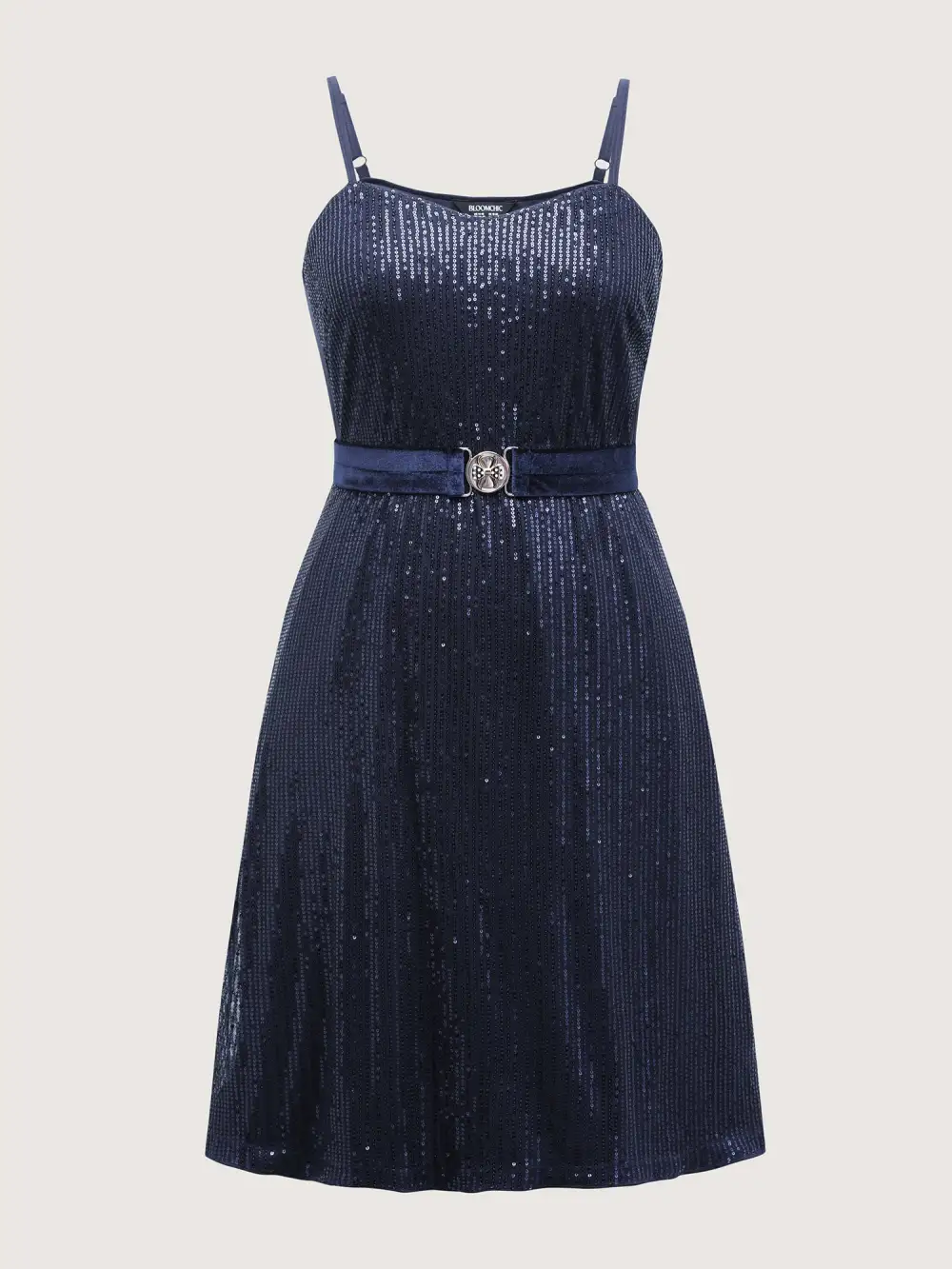 Two-Piece Belted Stretchy Midi Dress