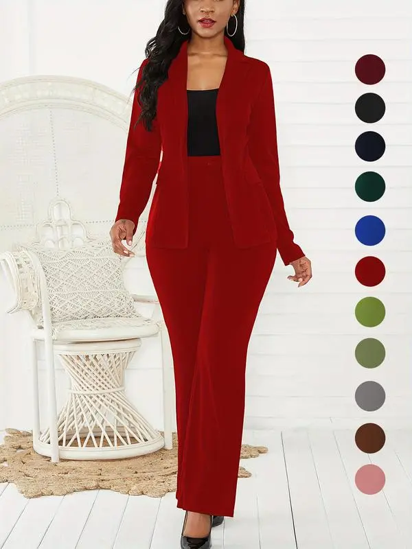 Women's Two-Piece Blazer & Suit Pants - Elegant Business Casual