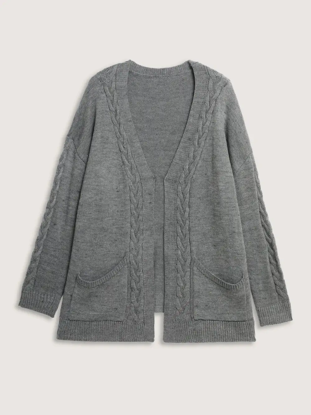 Cable Knit Side Pockets Knit Cardigan