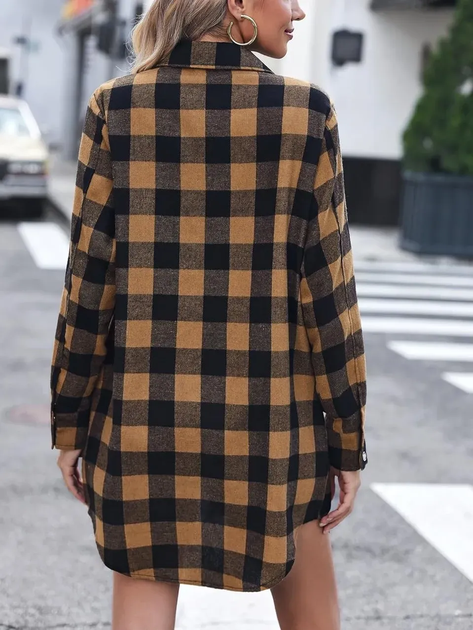 2025 Women's Flannel Long Sleeve Plaid Button Down Shirts