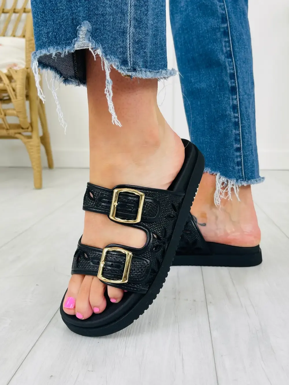Buckled In Beauty Sandals in Black