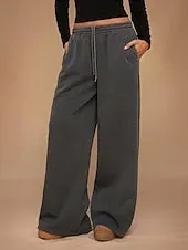 Women's Sweatpants Wide Leg Chinos Fashion Streetwear Casual Full Length High Waist Plain Elastic Waistband Comfy Soft Comfortable Stretchy Outdoor Street Light Gray Black White Red Summer Spring Fall