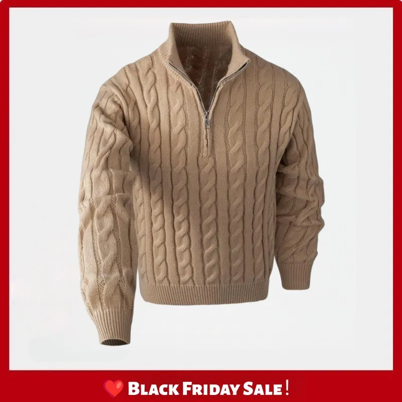 🔥5 PACK ＄29.9🔥Men's solid color Quarter Zipper  Sweater