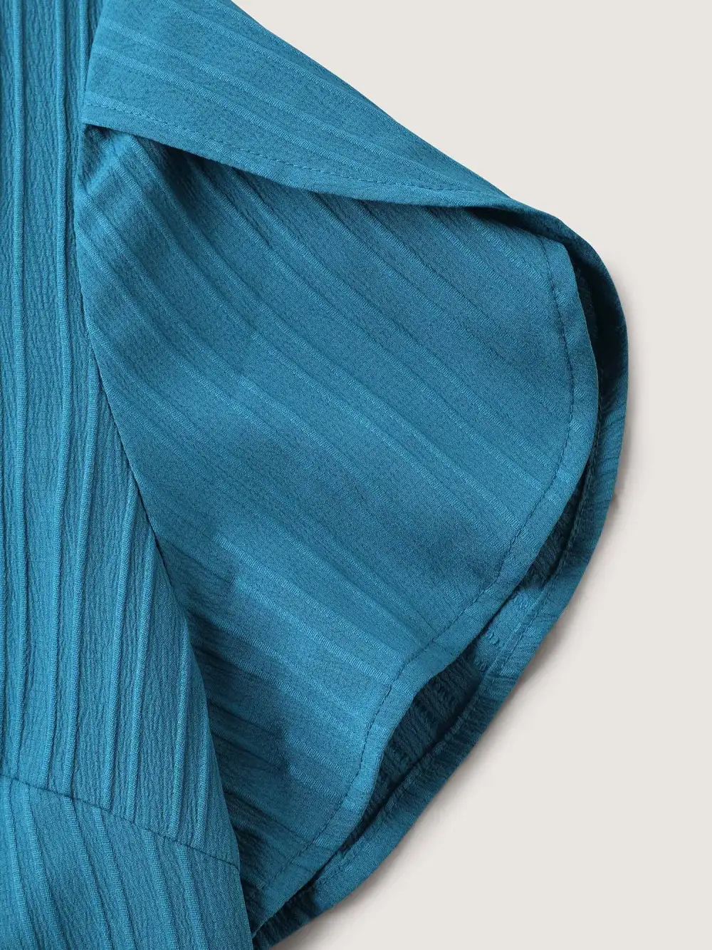 Textured Petal Sleeve Asymmetrical Neck Blouse