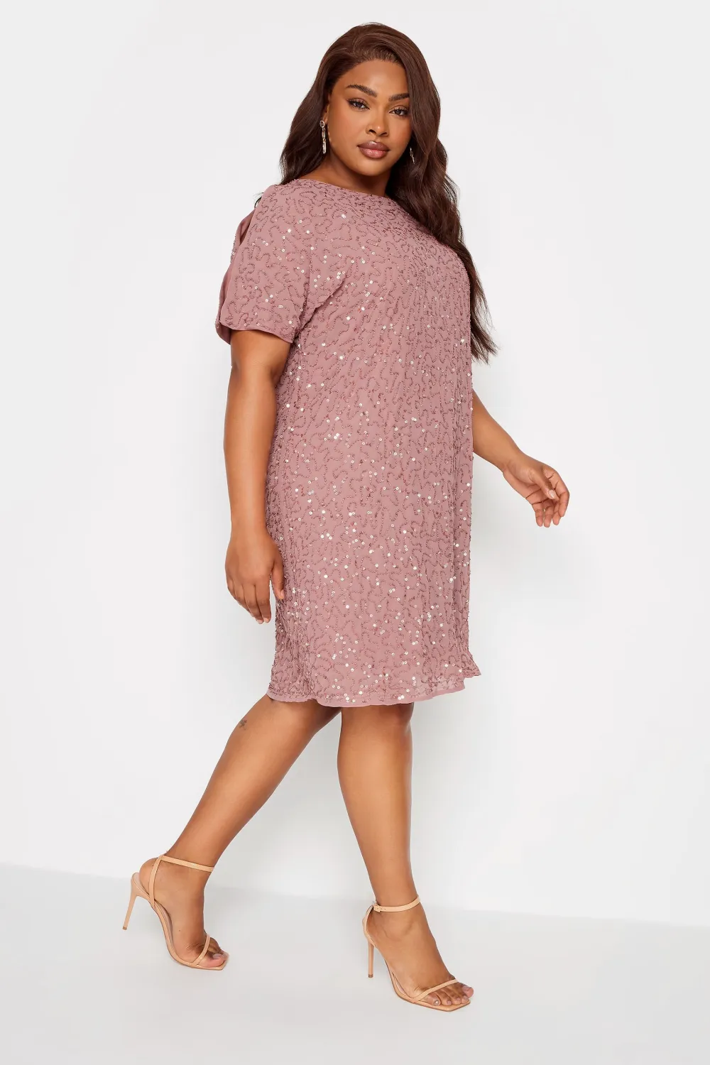 LUXE Curve Teal Green Sequin Hand Embellished Cape Dress