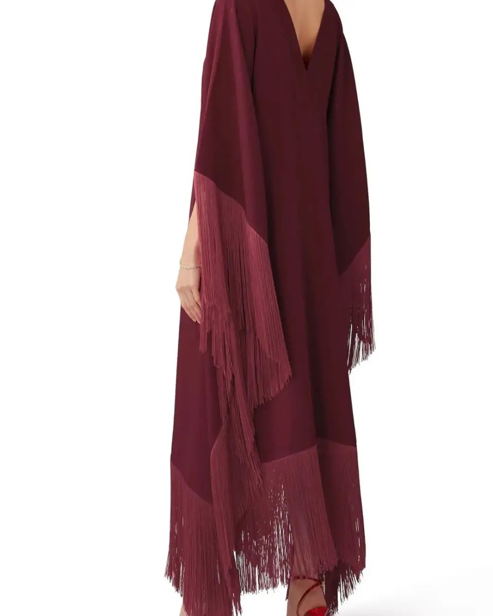 Fringed Formal Pink MIDI Coco Bella Silk Blend kaftan Maxi