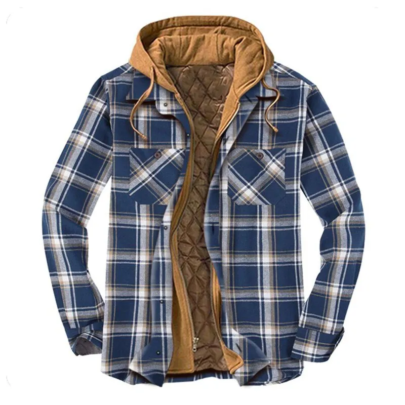 Mens Winter Plaid Thick Casual Jacket