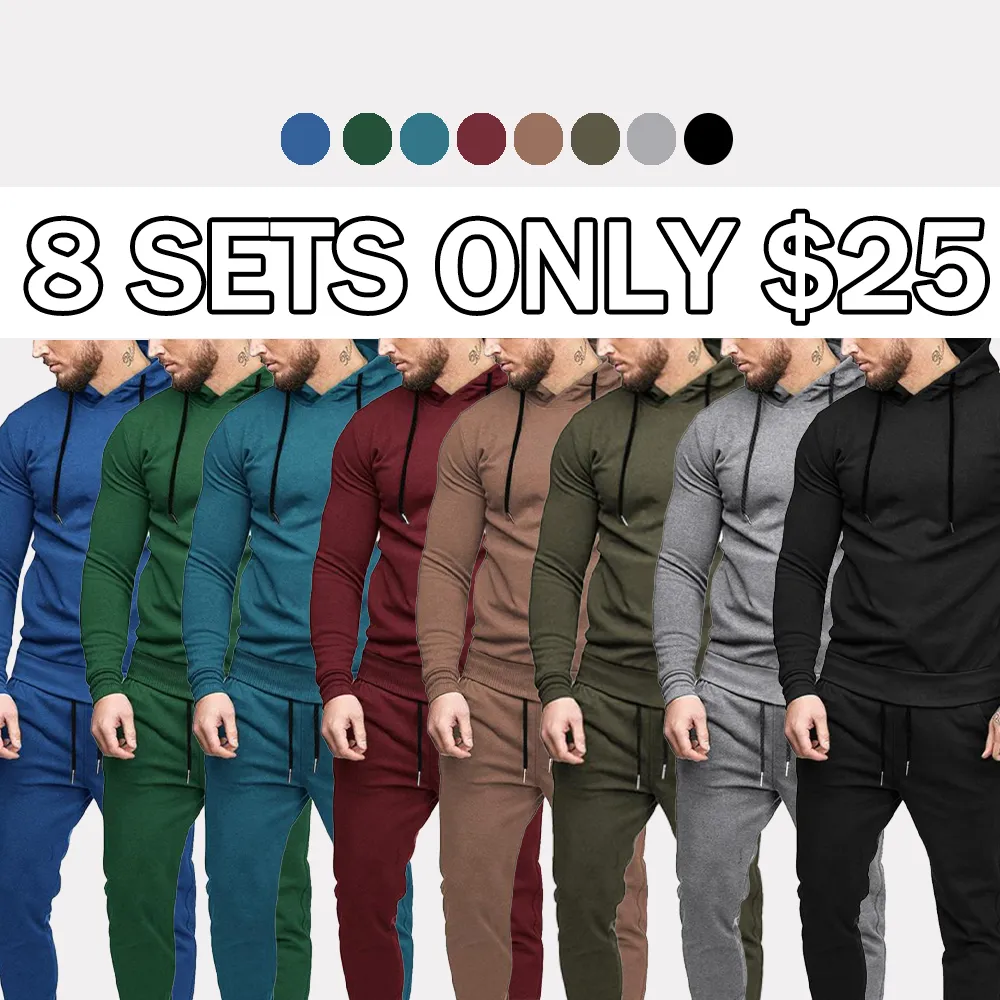 Men's Tracksuit 2 Pack Hooded Athletic Sweatsuits