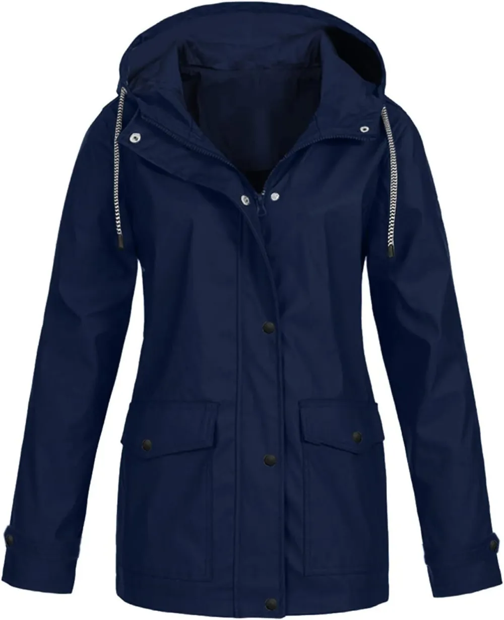 Rain Jackets For Women Waterproof With Hood Lightweight Casual Anorak Travel Hiking Coats with Pockets 720