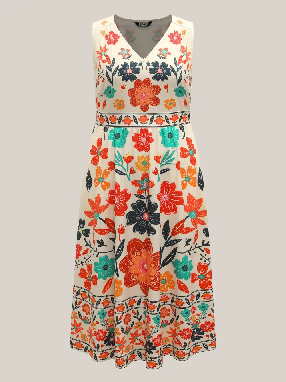 Floral Drama Cinched-Waist Maxi Dress