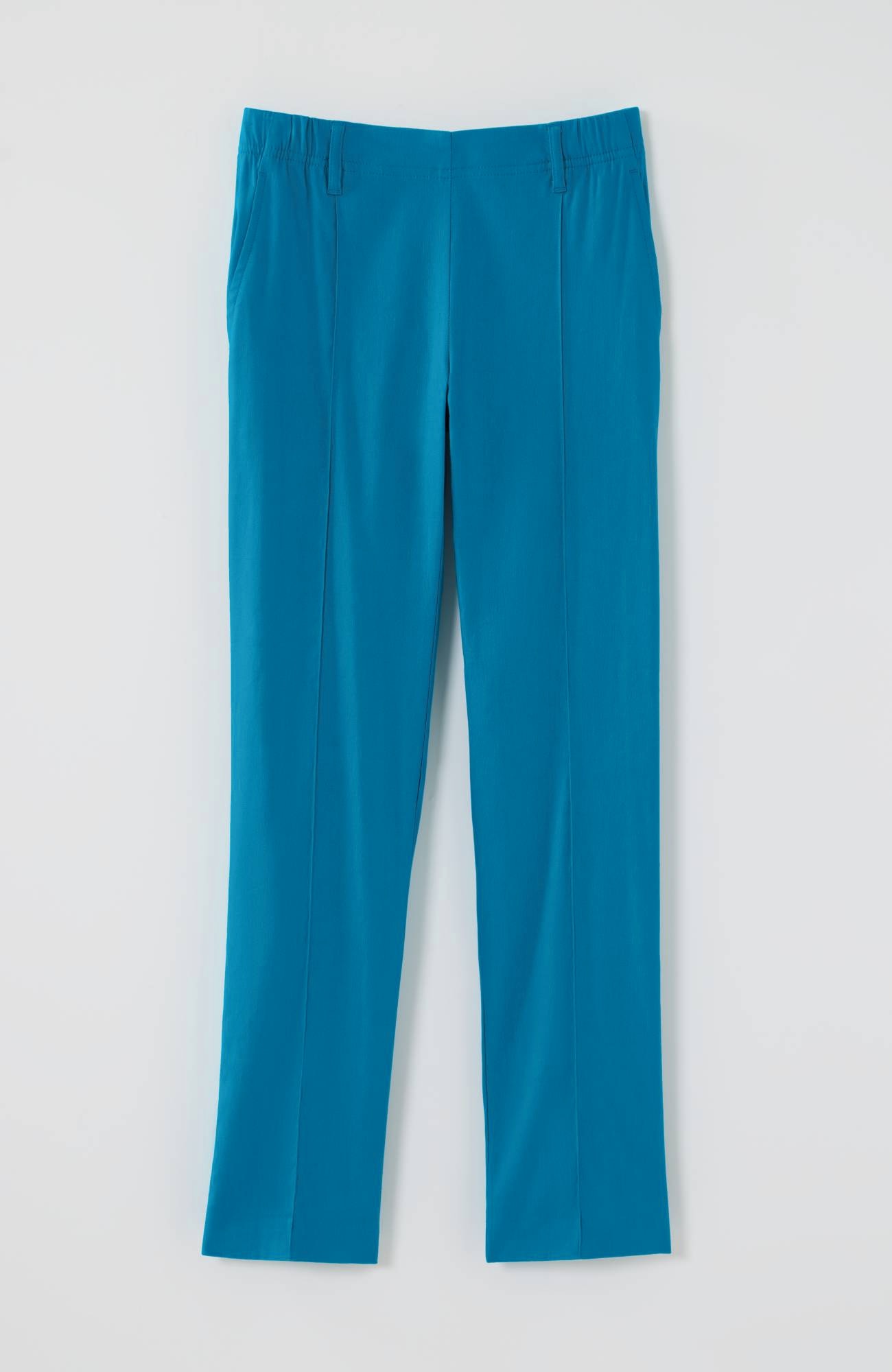 Pintucked Linen-Stretch Slim-Leg Pants