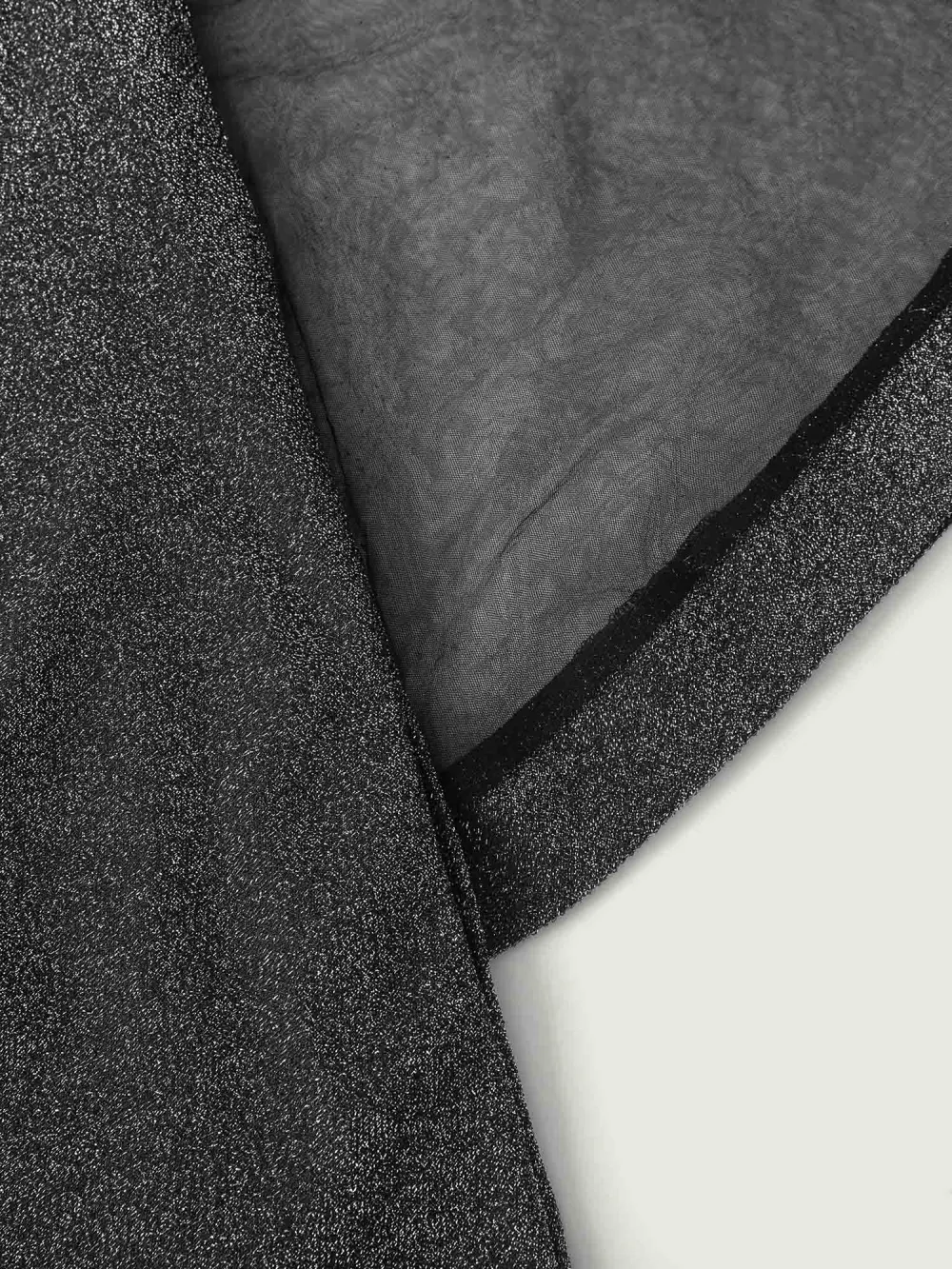 Lurex Pockets Lined Sheer Sleeve Midi Dress