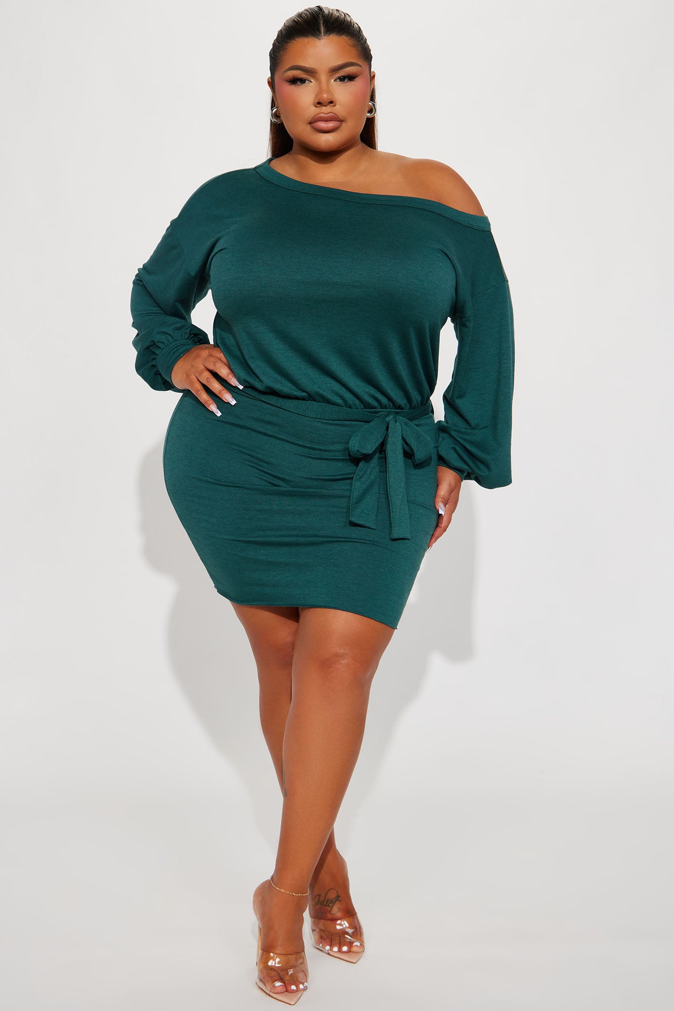 Kourtney French Terry Mini Dress - Hunter