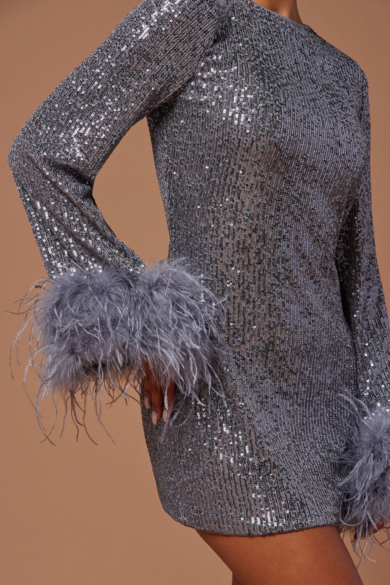 Mirabelle Sequin Mini Dress - Grey