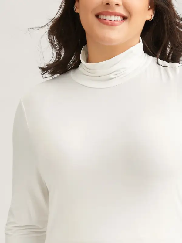 Supersoft Essentials Solid Funnel Neck Knit T-shirt