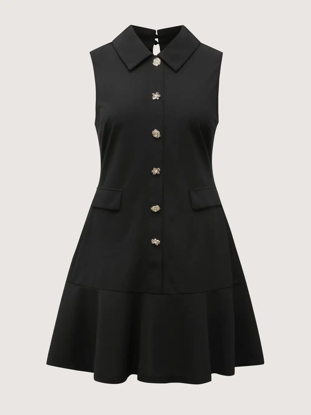 Stretchy Button Decor Knee-Length Dress