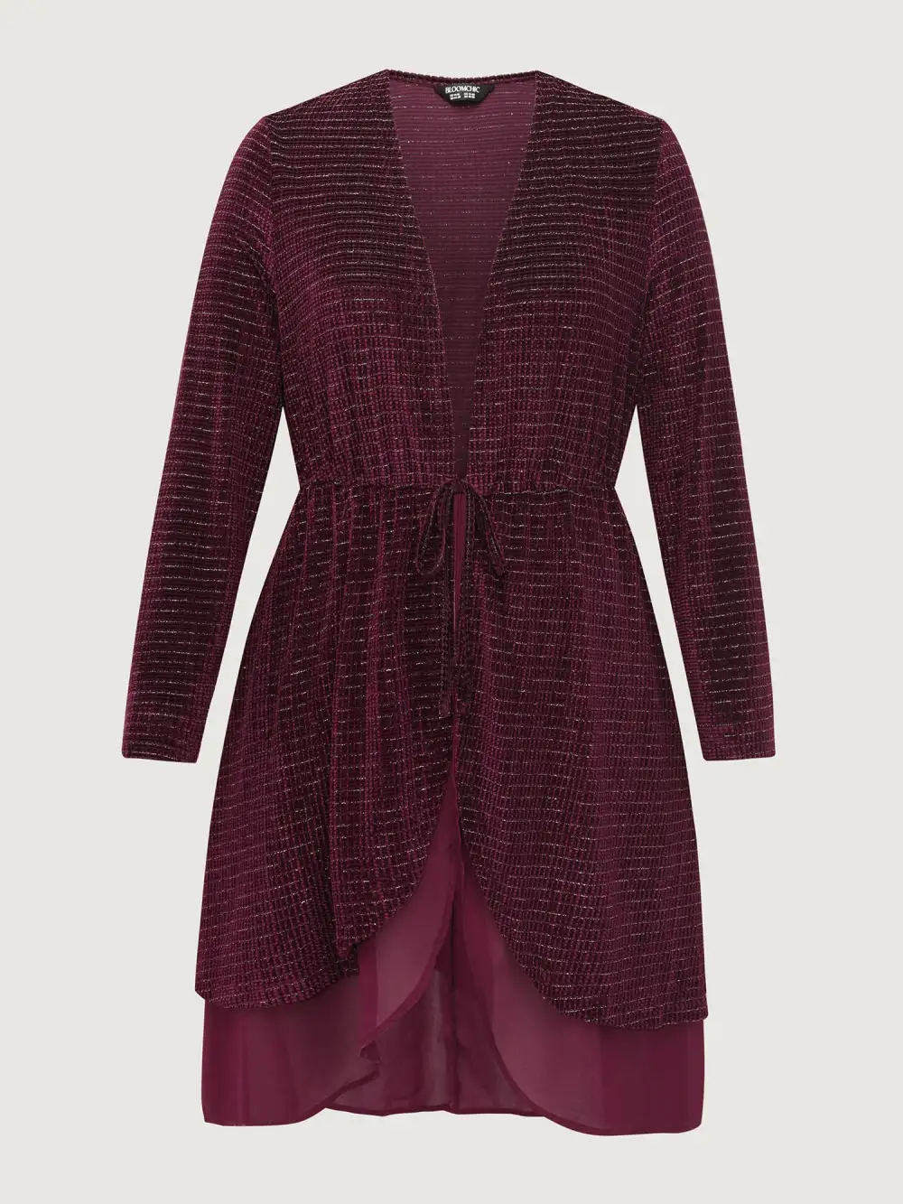 Textured Velvet Spliced Front-Tie Jacket