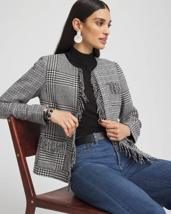 Mixed Tweed Fringe Jacket