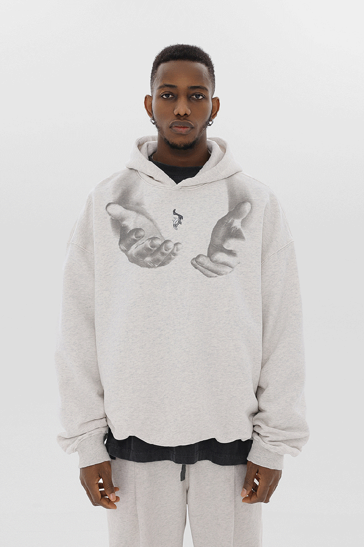 Monogram Embroidered Hand Print Hoodie - 1876