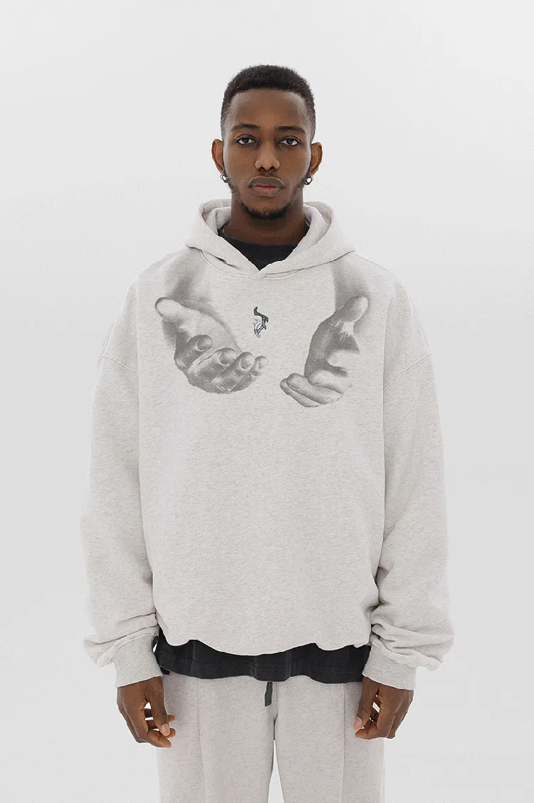 Monogram Embroidered Hand Print Hoodie - 1876