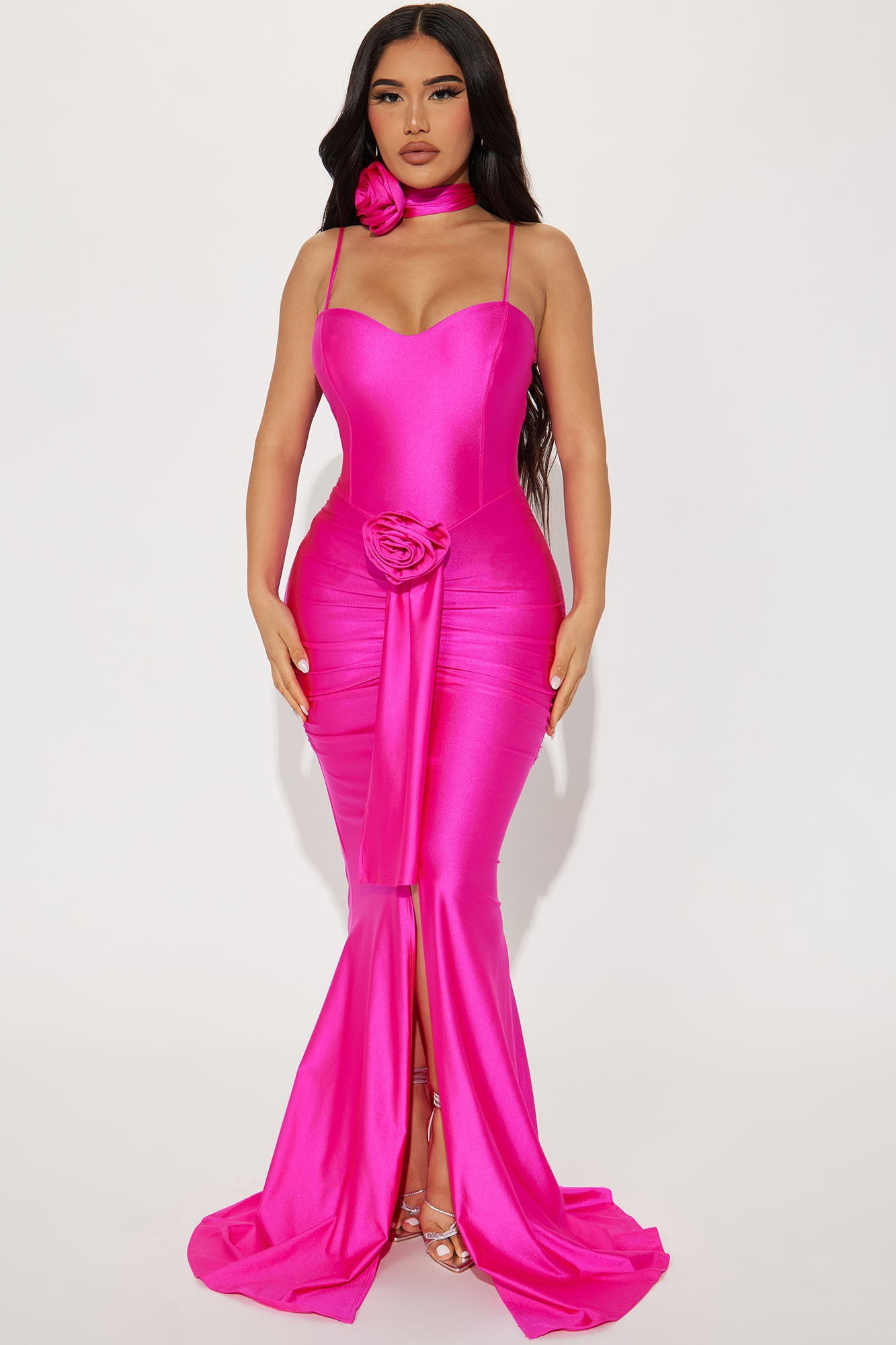Claire Ruched Maxi Dress - Fuchsia