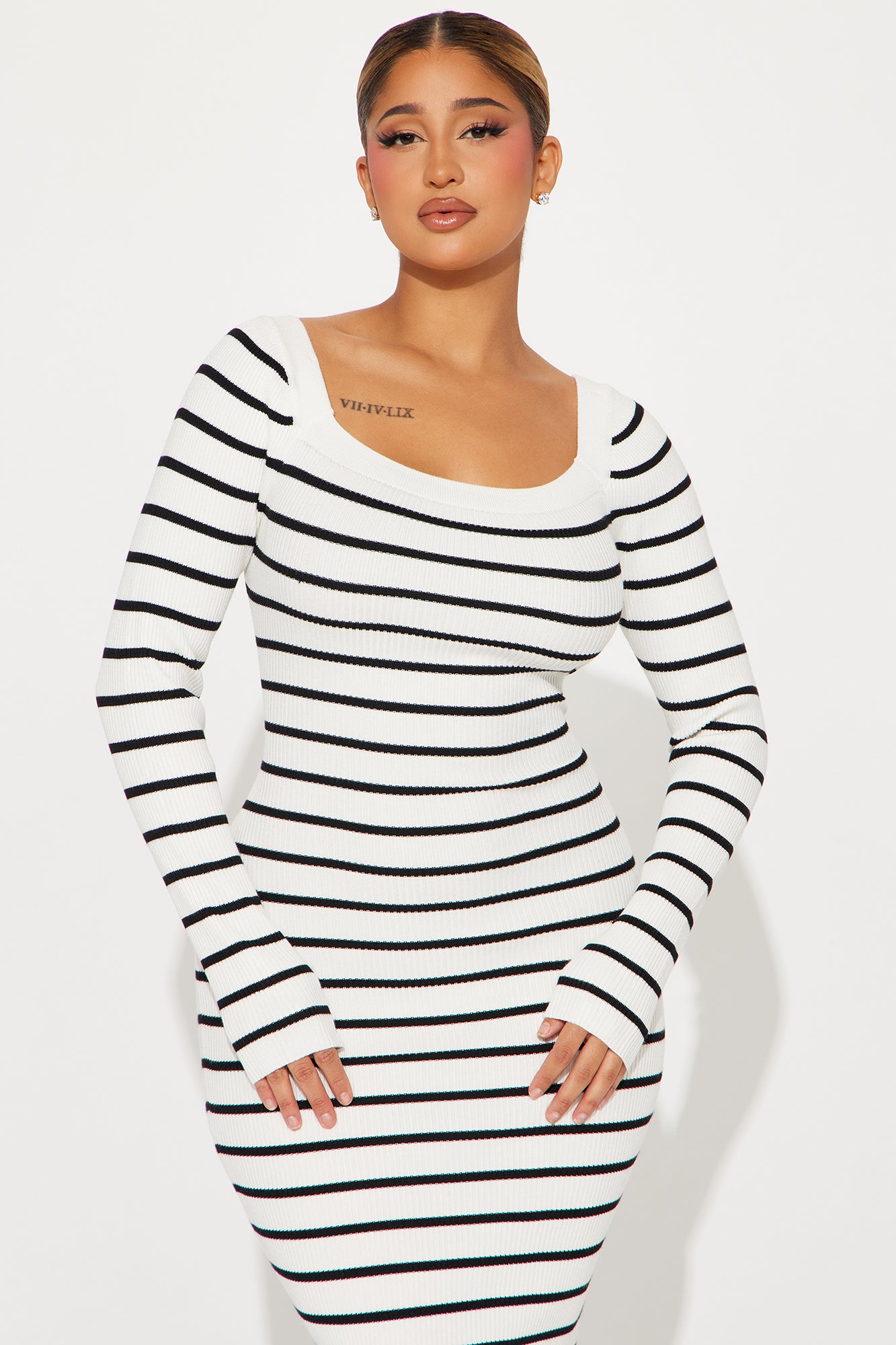 Rachel Sweater Midi Dress - Ivory/combo
