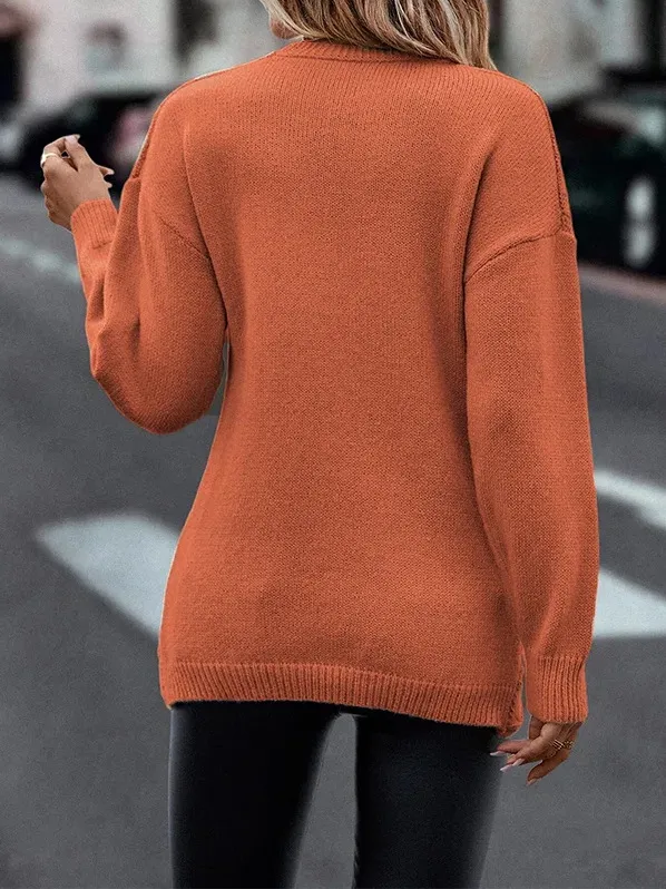 V-Neck Cross Jacquard Slim Fit Casual Sweater