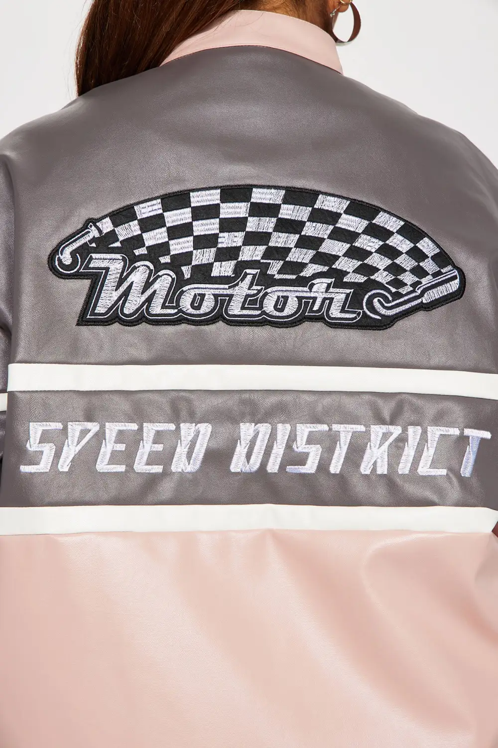 Harlem Babe Faux Leather Jacket - Pink/combo