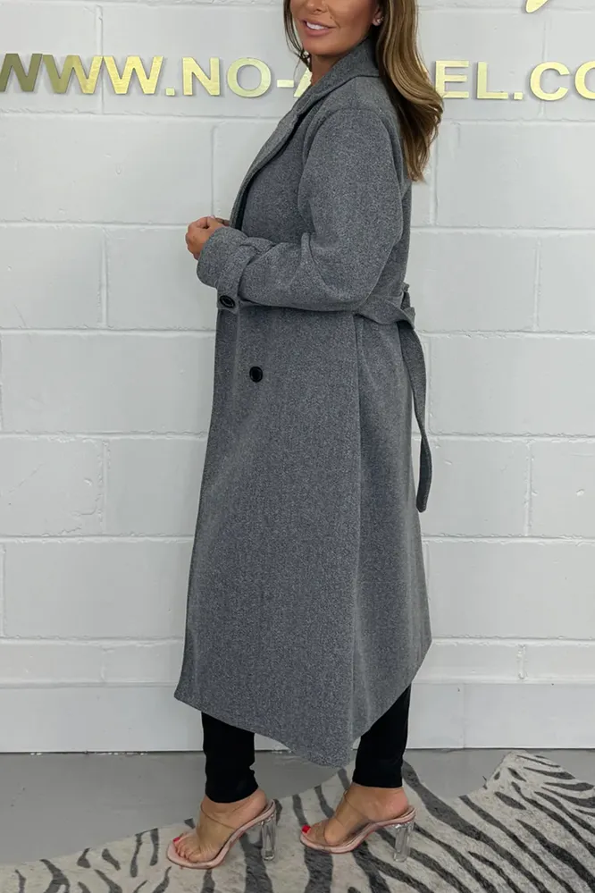 Oversize Wool Look Belted Longline Coat