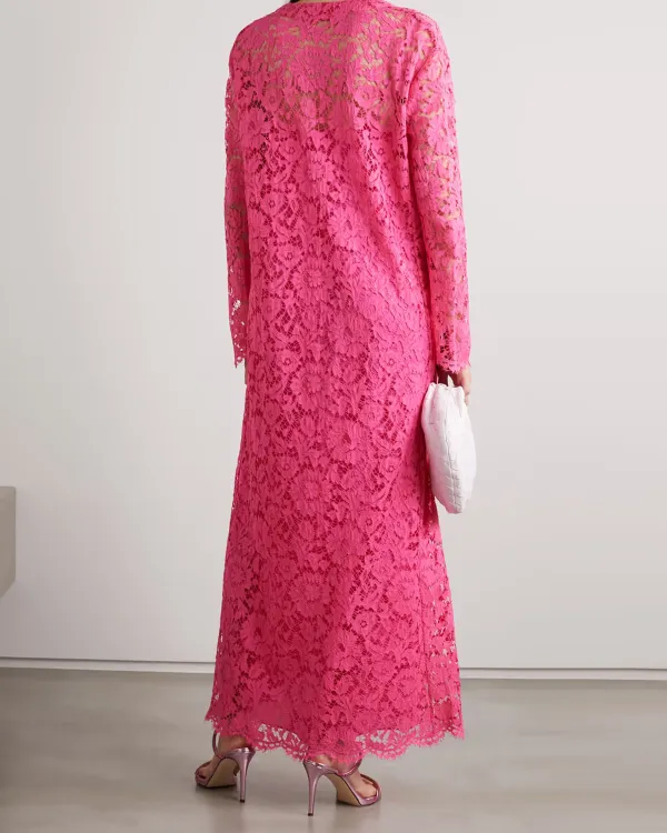 Embellished corded lace midi dress